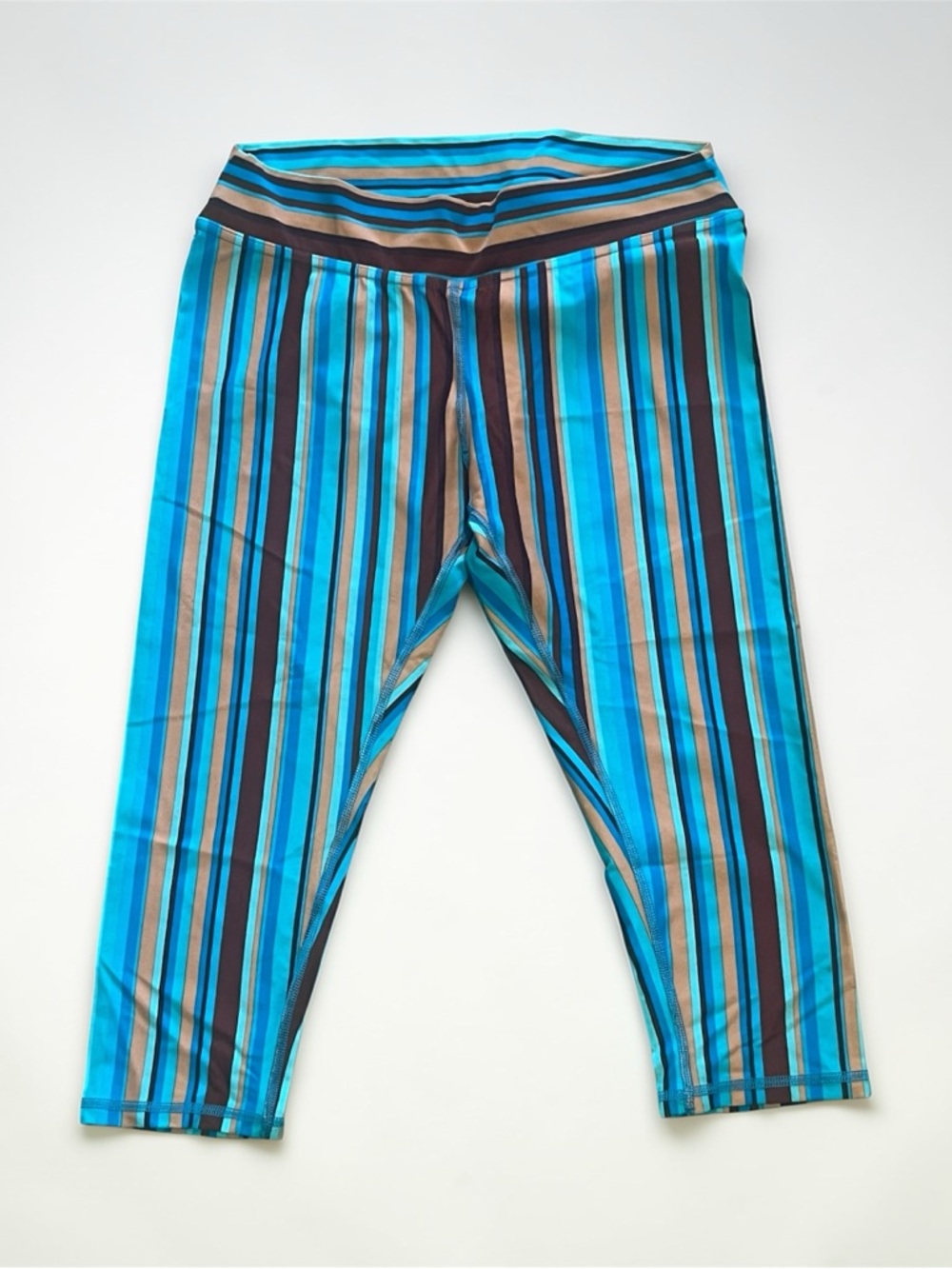 Mahiku Women’s Blue Stripe Swim Bikini Bottoms - Stylish Mid-Rise